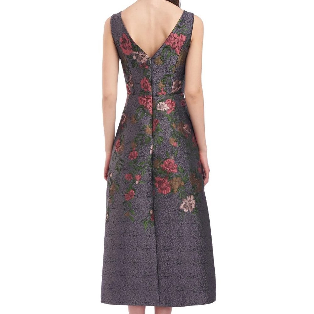 NWT Kay Unger Floral Jacquard Midi Dress - Picture 8 of 8
